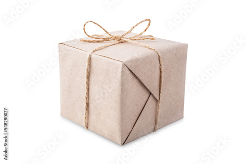 Organic square gift box on a white isolated background