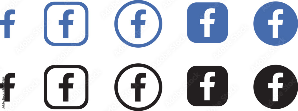 Facebook vector logo icon set Stock Vector | Adobe Stock