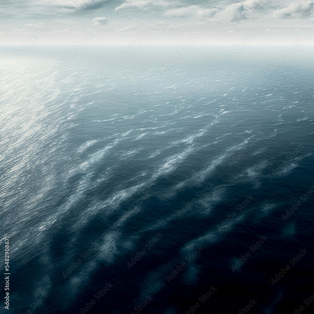 Vertical shot of a calm clean peaceful ocean 3d illustrated