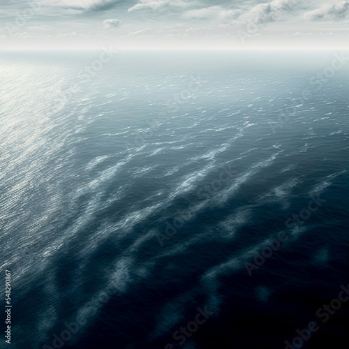 Vertical shot of a calm clean peaceful ocean 3d illustrated