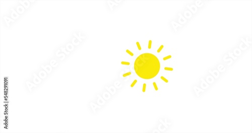 Sunshine. Animated vector on white background. Weather report video. Seamless weather icon