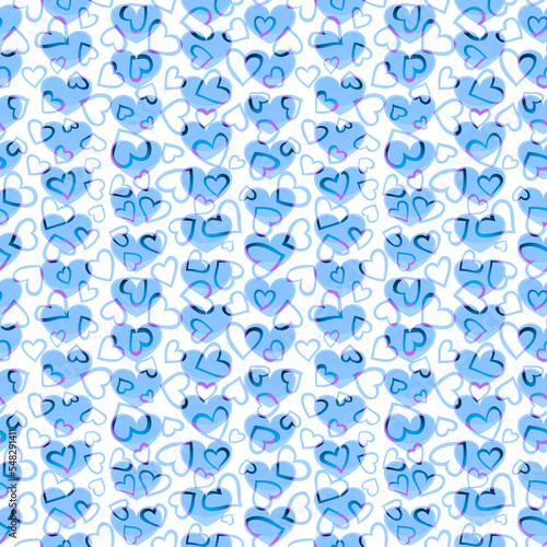 seamless pattern with blue hearts  white background  symbol of love  valentine day.