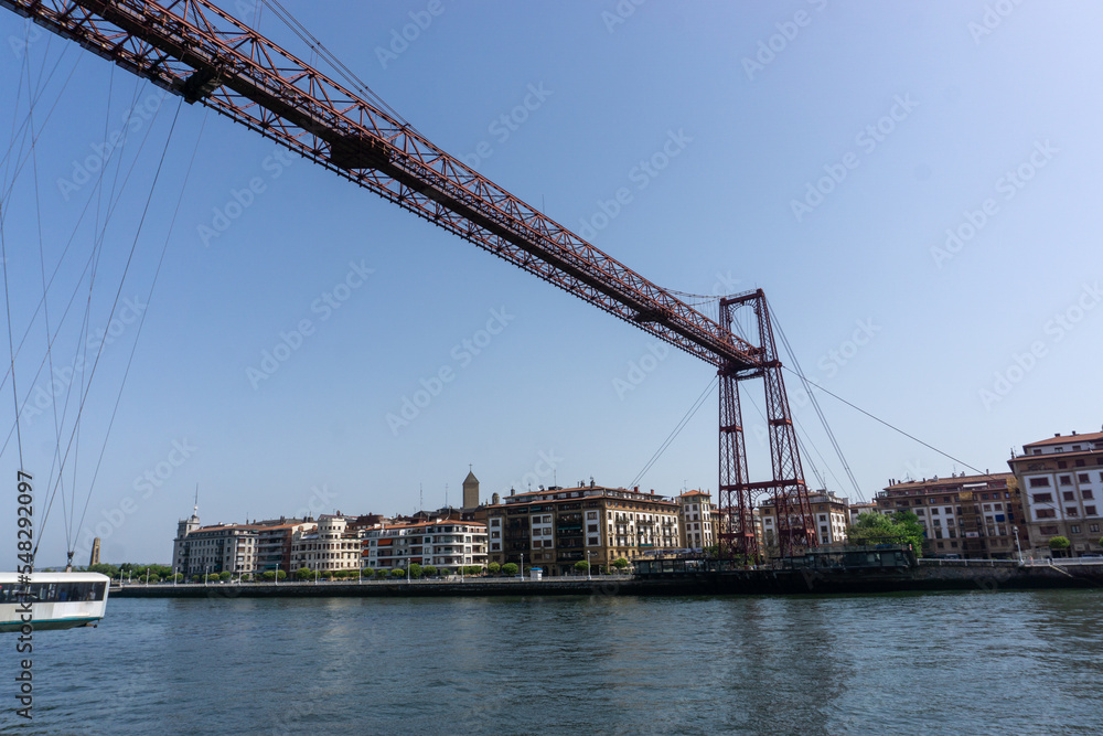 View from side of river in Portugalete Spain with