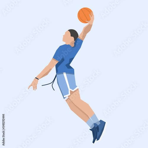 basketball player throwing ball isolated on white background