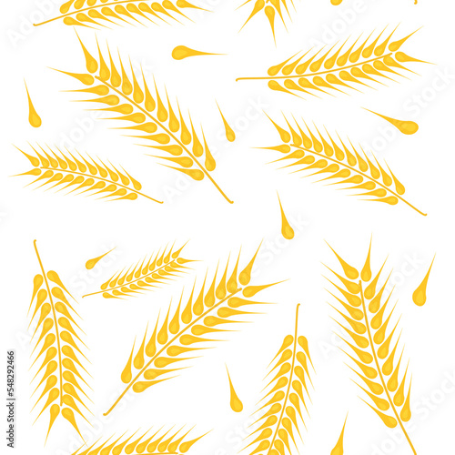 illustrazione seamless con spighe e chicci di grano maturo su sfondo trasparente photo