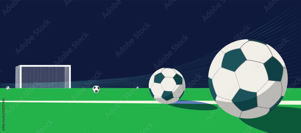 soccer ball standing near the center line on the green field soccer ball standing near the center line on the green field
