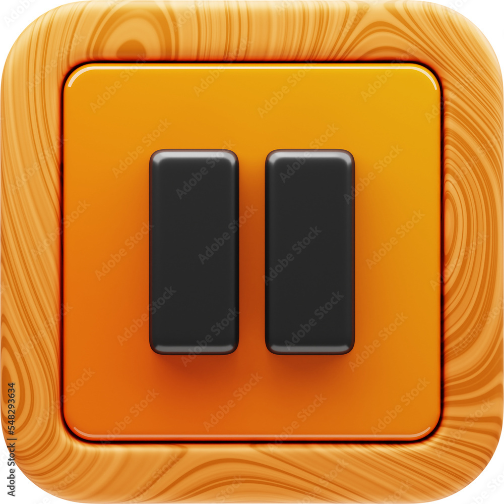 Premium game button pause icon 3d rendering on isolated background Premium game button pause icon 3d rendering on isolated background