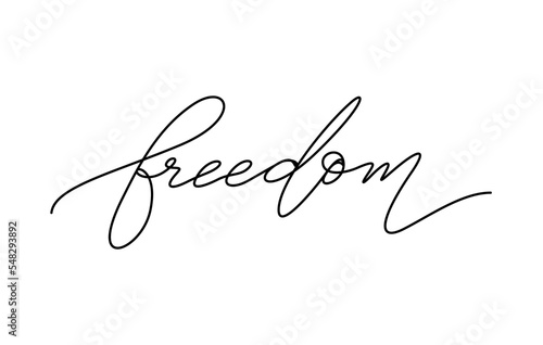 freedom word lettering design in continuous line drawing
