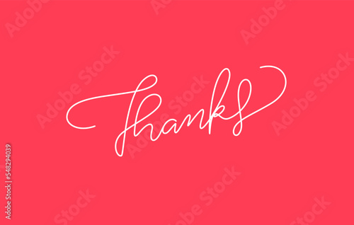 thanks word lettering design in continuous line drawing