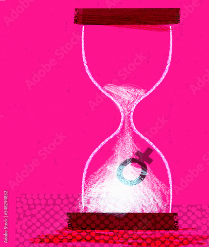 Female gender symbol inside hourglass photo