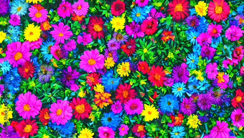 カラフルな花の背景　テクスチャ　素材
