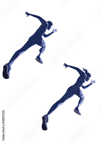 Athlete silhouette in action. Silhouette for poster, banner, marathon event promotional ads, etc.