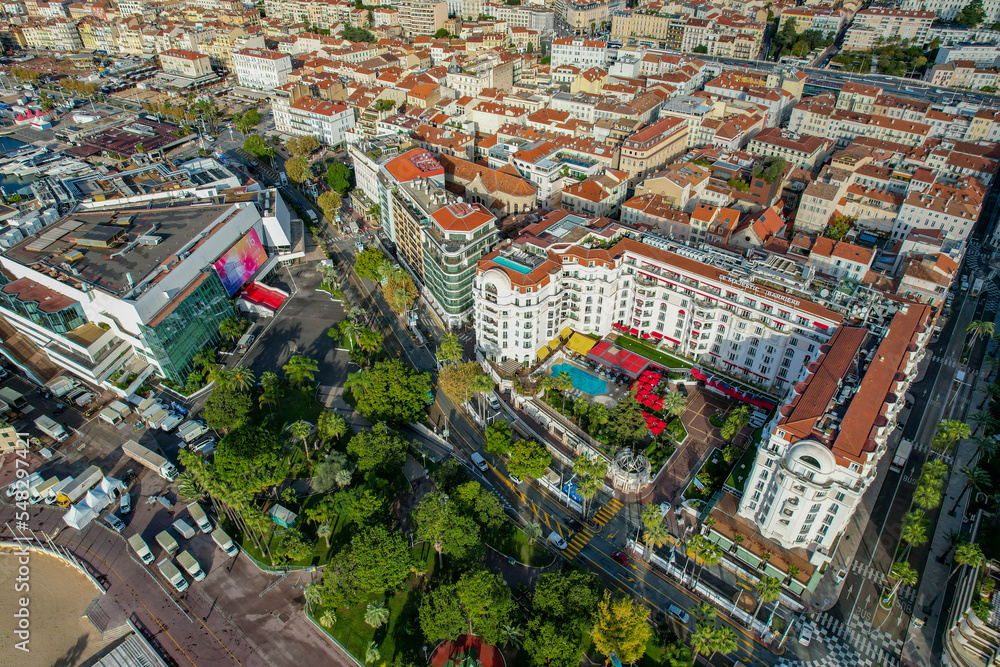 Aerial view of the city of Cannes on the French Riviera. The home of the Cannes film festival