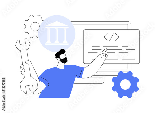 Core banking IT system abstract concept vector illustration.