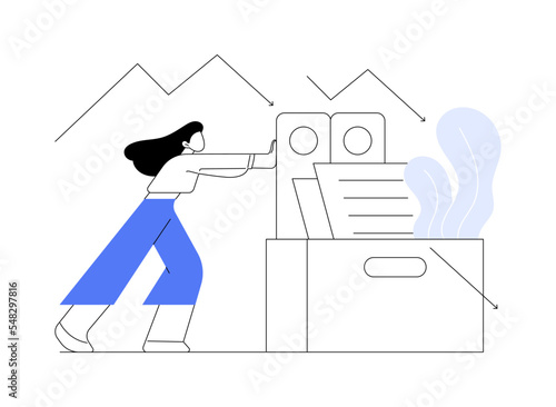 Displaced workers abstract concept vector illustration.