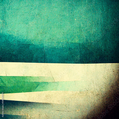 Abstract contemporary modern watercolor art. Minimalist teal and green shades illustration.