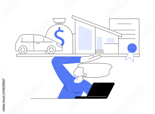 Debt burden abstract concept vector illustration.