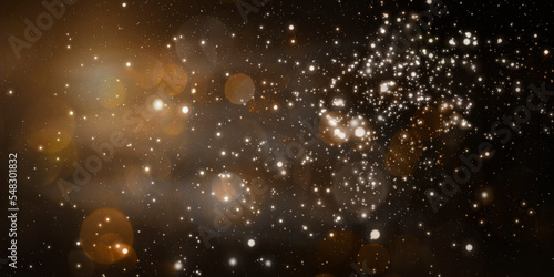 Obraz na plátně Abstract defocused glitter lights background, gold and black.