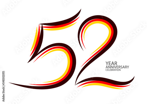 52 years anniversary celebration logotype colorful line vector, 52th birthday logo, 52 number design, Banner template, logo number elements for invitation card, poster, t-shirt. graphic design