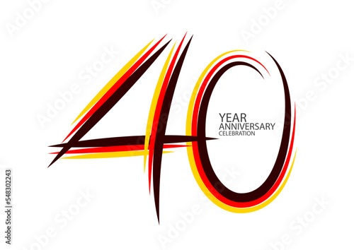 40 years anniversary celebration logotype colorful line vector, 40th birthday logo, 40 number design, Banner template, logo number elements for invitation card, poster, t-shirt. graphic design