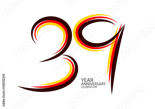 39 years anniversary celebration logotype colorful line vector, 39th birthday logo, 39 number design, Banner template, logo number elements for invitation card, poster, t-shirt. graphic design