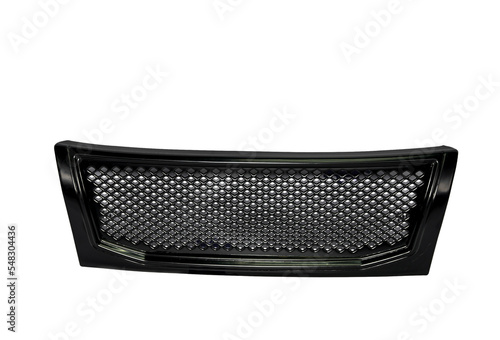 Fotografie Black car radiator grill with mesh front view isolated on transparent background