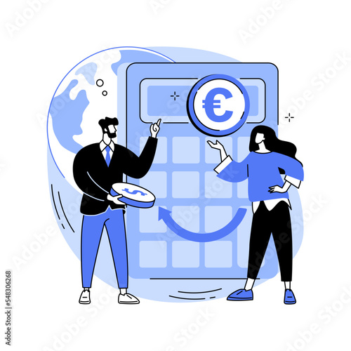 Currency exchange abstract concept vector illustration.