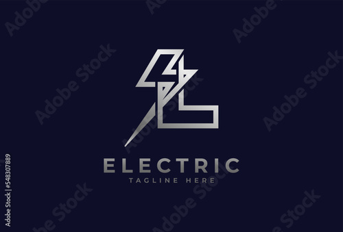Electric Logo, letter L with thunder bolt combination, electric design logo template, vector illustration