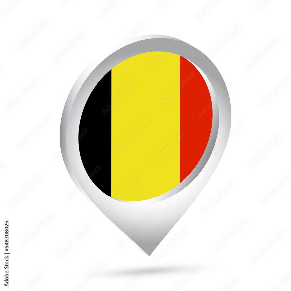 Fototapeta premium Belgium flag 3d pin icon