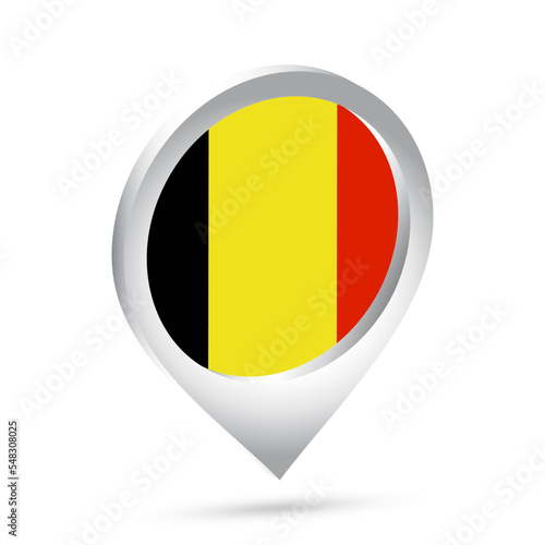 Belgium flag 3d pin icon