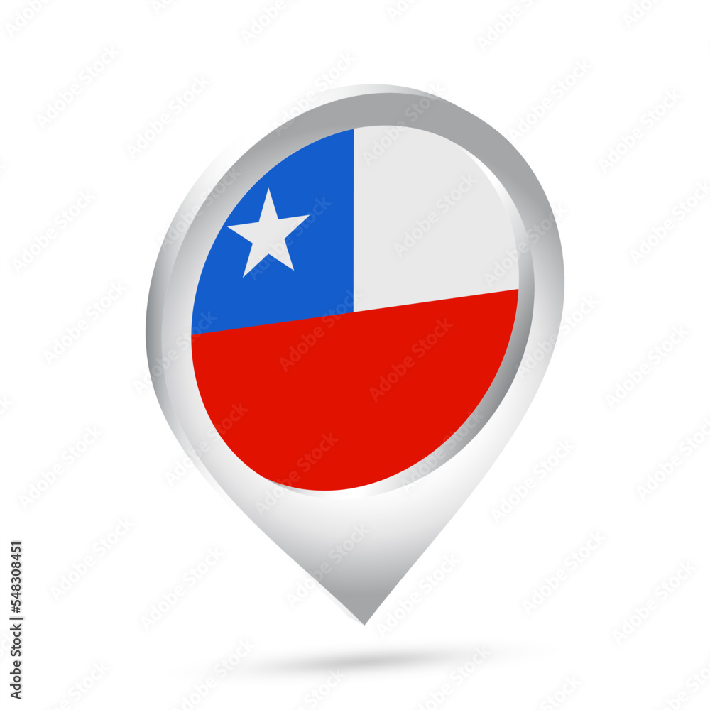 Fototapeta premium Chile flag 3d pin icon