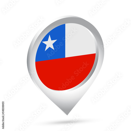 Chile flag 3d pin icon
