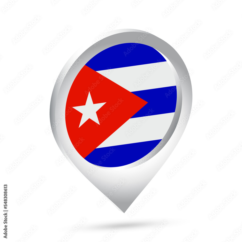Cuba flag 3d pin icon Cuba flag 3d pin icon