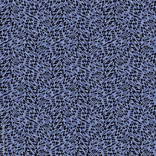 Denim style geometric canvas effect seamless texture material. Masculine jeans blue style dyed pattern. Faded indigo abstract printed design tile swatch.
