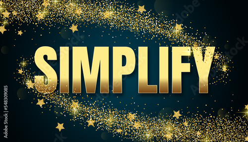 simplify in shiny golden color, stars design element and on dark background.