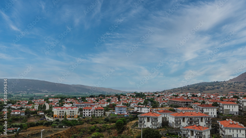 View of the city of Gökçeada, Imbros Island Canakkale Turkey. It is the largest island in Turkey, in the north-northeast of the Aegean Sea.