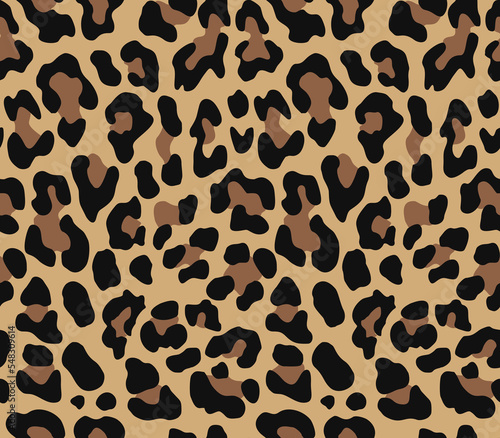 Seamless print leopard vector trendy design on textile, cat animal background