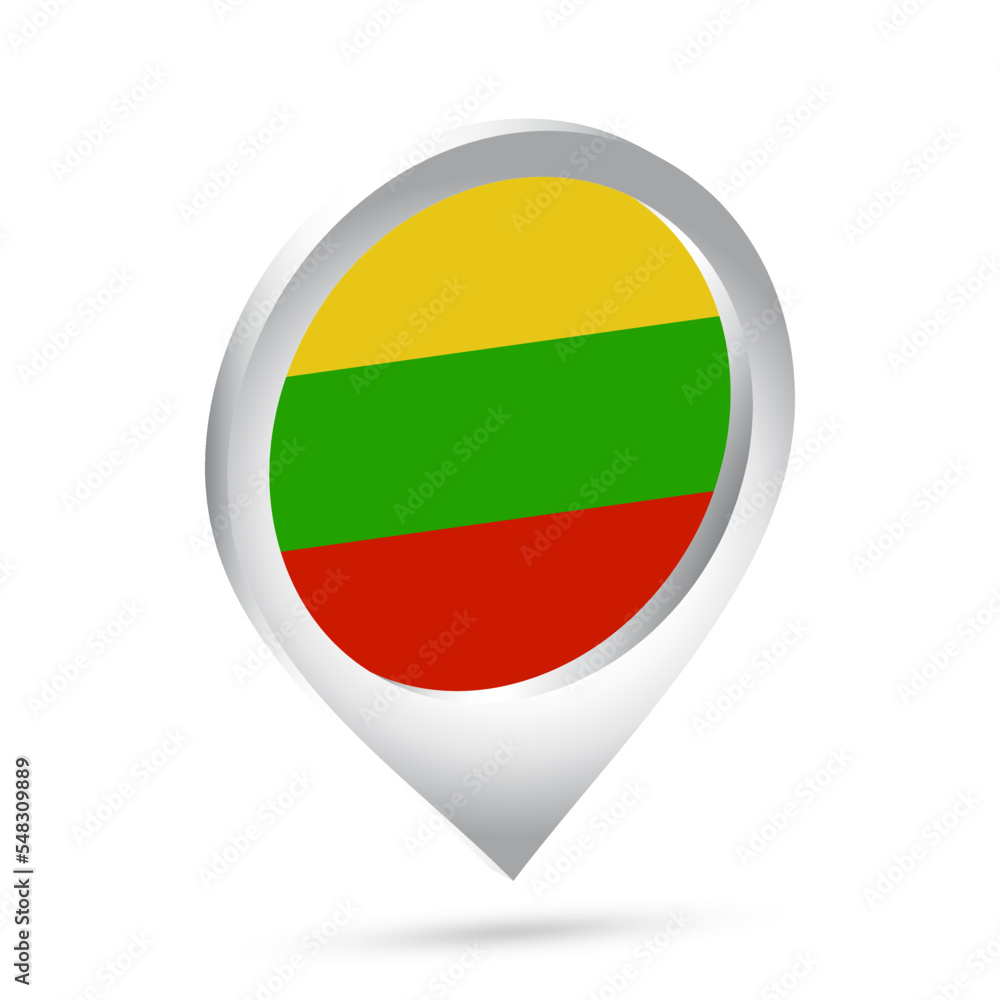 Fototapeta premium Lithuania flag 3d pin icon