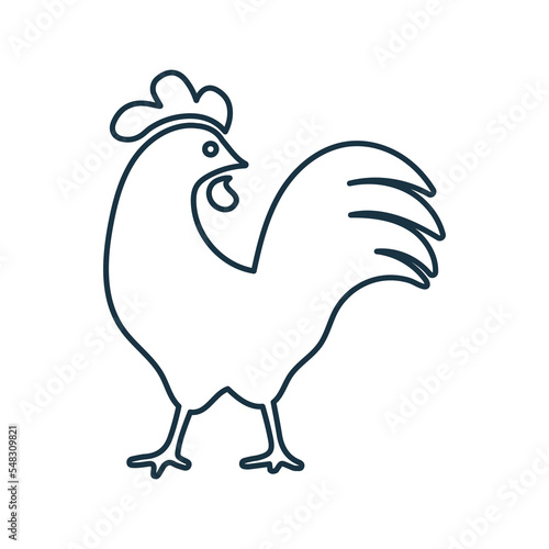 Chicken, hen, bird, farm, meat, cock outline icon. Line art vector.