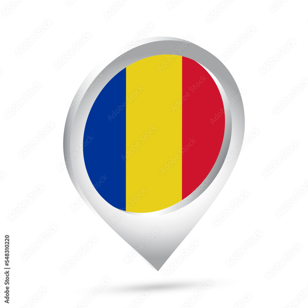 Fototapeta premium Romania flag 3d pin icon