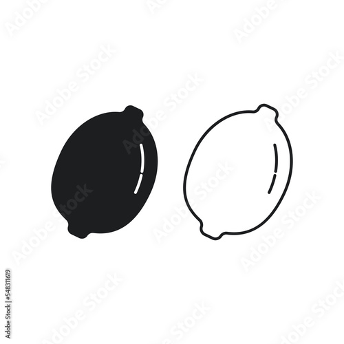 Lemon icon.Symbol lemon with leaf