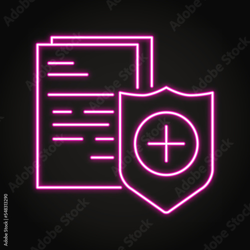 Health insurance neon icon in line style