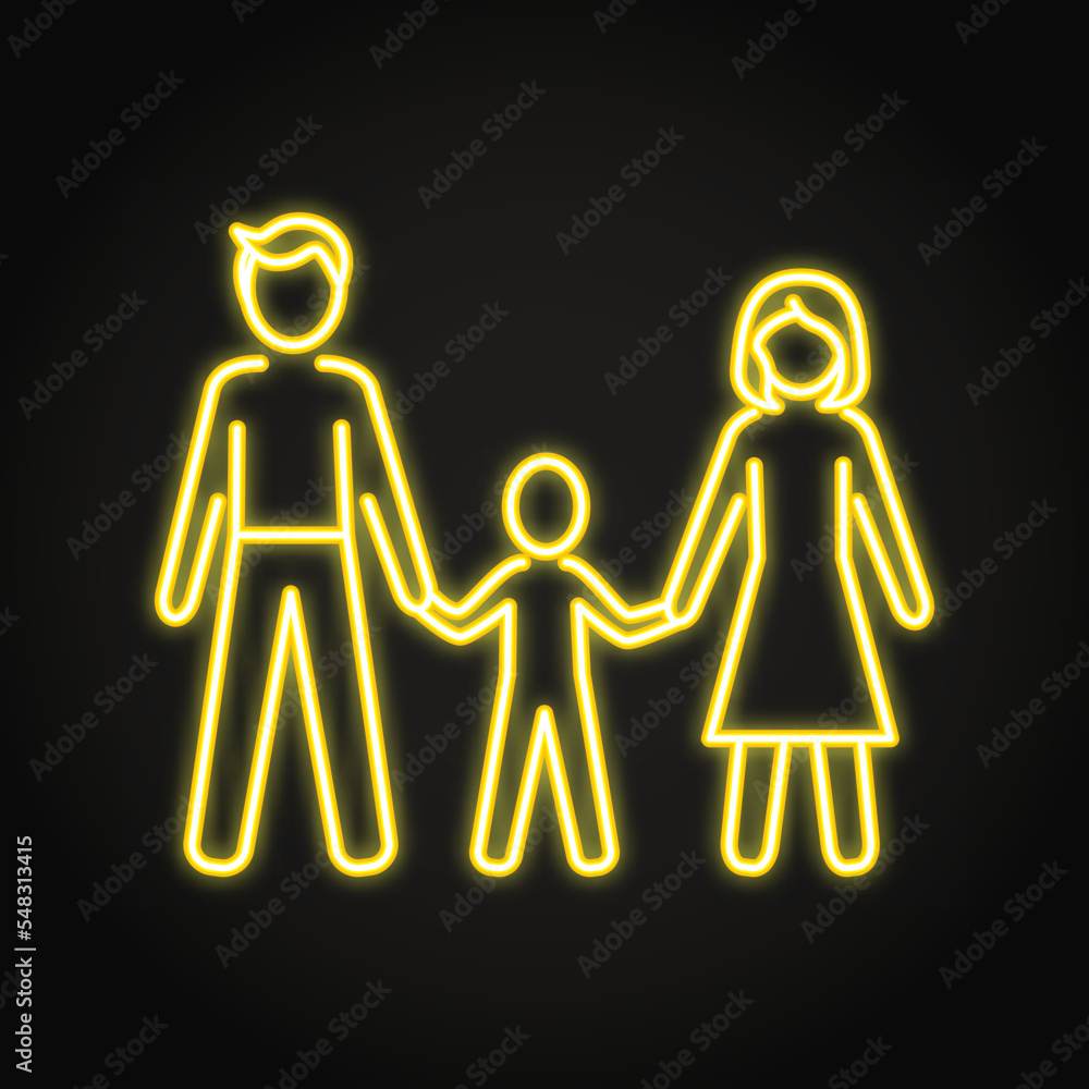 Family neon icon in line style Family neon icon in line style