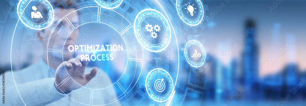 Optimization Software Technology Process System Business concept. Business, Technology, Internet and network concept. Optimization Software Technology Process System Business concept. Business, Technology, Internet and network concept.