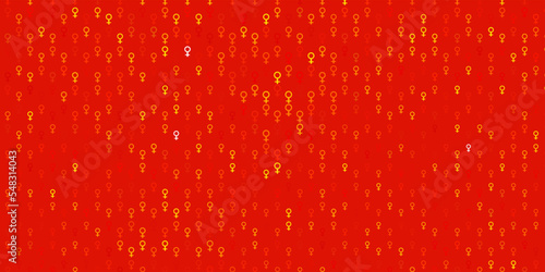 Light Orange vector background with woman symbols.