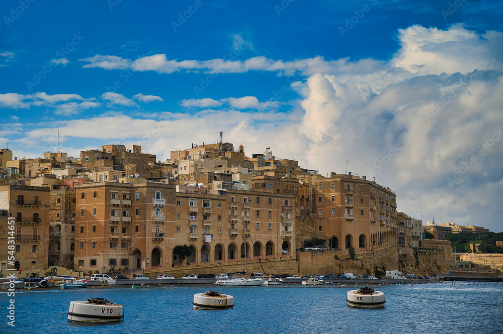 View of Senglea or Invicta,  fortified city in the South Eastern Region of Malta. It is one of the Three Cities in the Grand Harbour area, the other two being Cospicua and Vittoriosa.