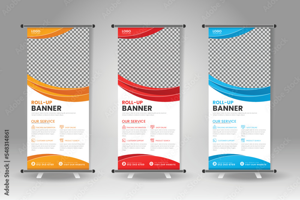 New clean business corporate roll-up banner design, roll-up banner, x banner, vertical ad roll-up banner template