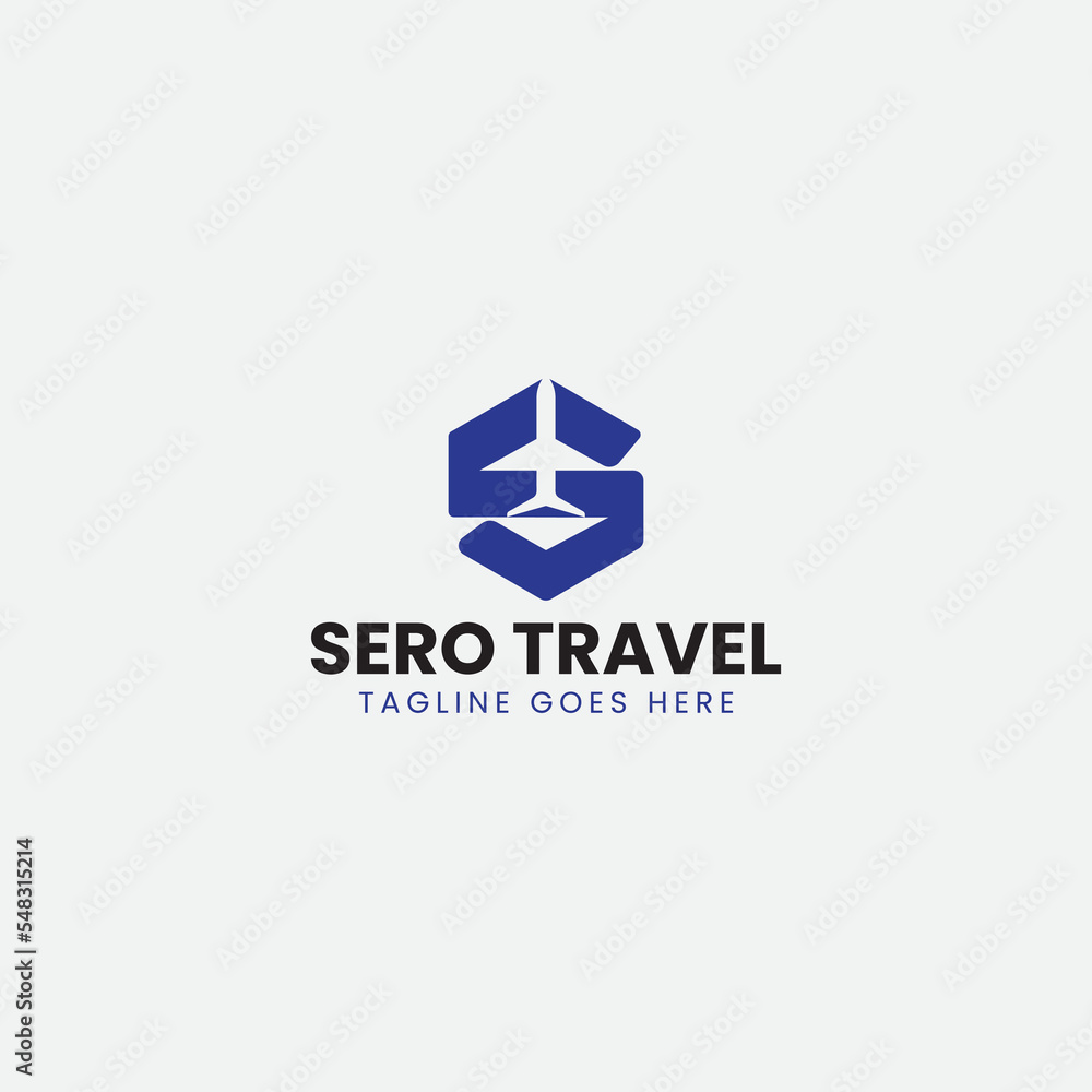 S letter with negative space airplane travel logo S letter with negative space airplane travel logo