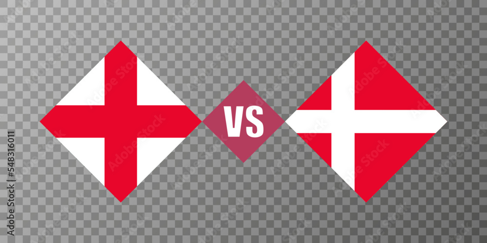 Obraz premium England vs Denmark flag concept. Vector illustration.