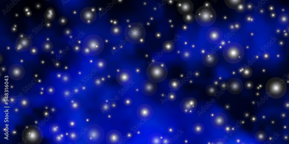Dark BLUE vector background with small and big stars. Dark BLUE vector background with small and big stars.